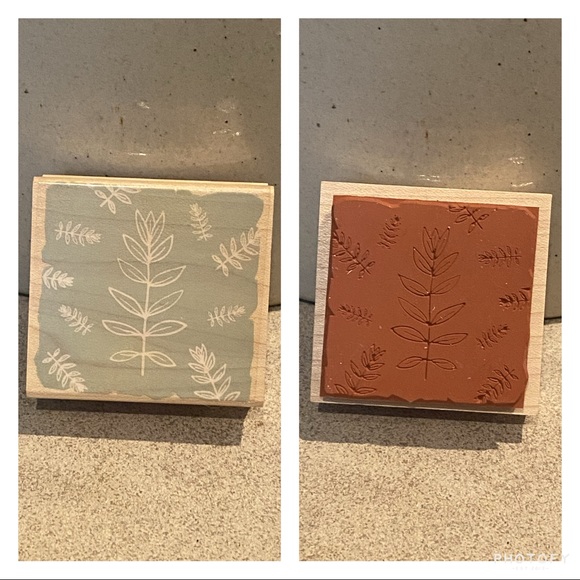 Set of 4 Wood Block Rubber Stamps Leaves Hero Arts - Picture 5 of 8